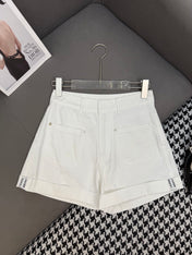 DIOR WHITE CUFFED DENIM SHORTS