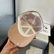 MM BASEBALL CAP IN BEIGE FABRIC WITH LARGE PINK BOW