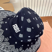 MM BUCKET IN BLACK FABRIC WITH EMBROIDERED PATTERN