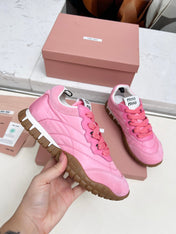 MIUMIU 26S SNEAKERS IN PINK FABRIC AND SUEDE