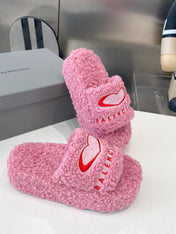 BALENCIAGA 25S SLIPPERS IN PINK MIX RED WOOL