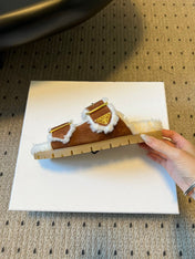 PRADA 25S TWO-STRAP SANDALS IN BROWN SUEDE AND WHITE SHEARLING WITH GOLD HARDWARE