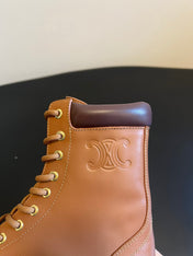 CELINE 26S MARGARET COMBAT BOOT 45 MM IN BROWN CALFSKIN