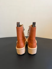 CELINE 26S MARGARET COMBAT BOOT 45 MM IN BURNT ORANGE CALFSKIN