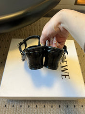 LOEWE 26S ONDA MULE 45MM IN BLACK EMBOSSED CROCODILE CALFSKIN