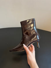 BOTTEGA VENETA 26S POINTED-TOE BOOTS 50 MM IN DARK BROWN CALFSKIN