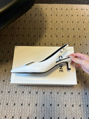 CELINE 26S HIGH-HEEL SLINGBACK 45 MM IN WHITE CALFSKIN