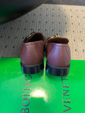 BOTTEGA VENETA 26S LOAFERS IN DARK BROWN LAMBSKIN WITH GOLD HARDWARE