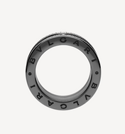 ZERO 1 ROCK FOUR-BAND BLACK CERAMIC WITH STUDDED SPIRAL AND PAVED DIAMONDS RING