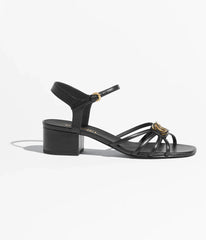 SANDALS 40 MM IN BLACK PATENT LAMBSKIN