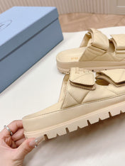 Padded Leather MULES Sandals Lambskin Beige