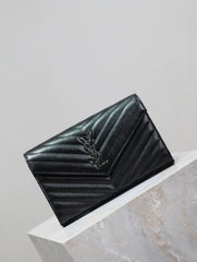 WOC 23 IN BLACK CAVIAR LAMBSKIN SILVER HARDWARE