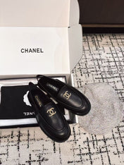 SLINGBACK LOAFER IN BLACK CALFSKIN AND SHEARLING