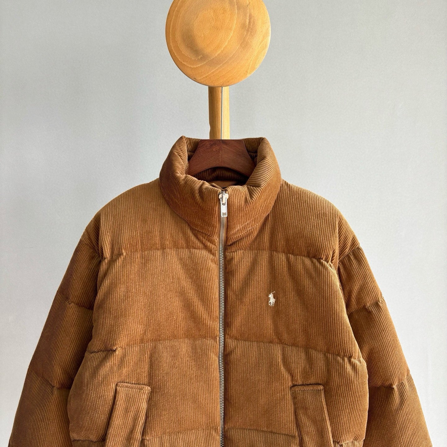 RALPH LAUREN CORDUROY DOWN JACKET IN TAN BROWN