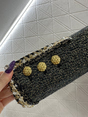 CHANEL SET IN BLACK MIX GOLD-TONE TWEED