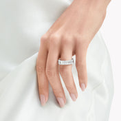 EMERALD CUT SILVER DIAMOND BAND RING