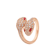 SERPENTI RING PINK DIAMOND DOUBLE SNAKE