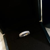 EMERALD CUT SILVER DIAMOND BAND RING