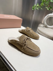 MIU FADED MULE IN LIGHT BROWN ECRU SUEDE