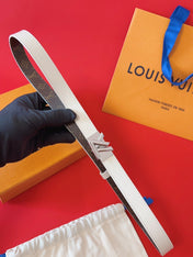 LV GO-14 20MM BELT IN WHITE CALFSKIN SILVER HARDWARE