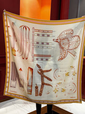 HERMES 26S PRINTED SQUARE SCARF 140 IN SILK 311955