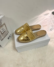 GRANVILLE ESPADRILLE MULE GOLD QUILTED CANNAGE CALFSKIN