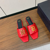 BALMAIN 26S QUILTED MULES IN RED CALFSKIN