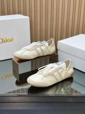 CHLOÉ 26S SNEAKERS IN CREAM WHITE CALFSKIN AND LIGHT PINK SUEDE