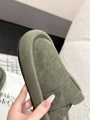 ARC CLOG MULES IN THYME GREEN SUEDE