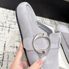 ARC CLOG MULES IN GREY SUEDE