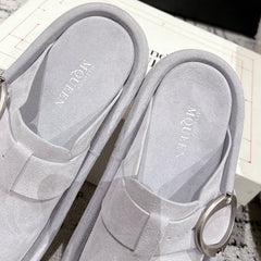 ARC CLOG MULES IN GREY SUEDE