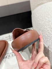 ARC CLOG MULES IN BROWN LAMBSKIN