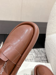 ARC CLOG MULES IN BROWN LAMBSKIN
