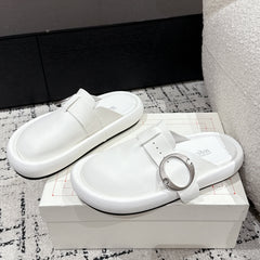 ARC CLOG MULES IN WHITE LAMBSKIN