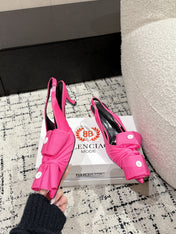KNIFE CHEMISE 45MM SLINGBACK IN PUNCH PINK COTTON AND CALFSKIN