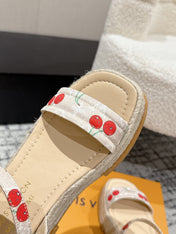 LV PLATFORM ESPADRILLE SANDALS 25S IN NUDE DENIM