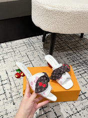 LV CHERRY HIGH HEELS 25S IN WHITE CALFSKIN WITH BOW STYLE 15