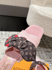 LV CHERRY HIGH HEELS 25S IN LIGHT PINK DENIM WITH BOW STYLE 6