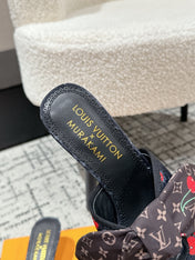 LV CHERRY HIGH HEELS 25S IN NAVY BLUE DENIM WITH BOW STYLE 2