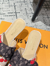 LV CHERRY HIGH HEELS 25S IN NUDE DENIM WITH BOW STYLE 5