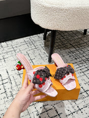 LV CHERRY HIGH HEELS 25S IN LIGHT PINK DENIM WITH BOW STYLE 4