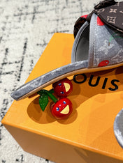 LV CHERRY HIGH HEELS 25S IN GREY DENIM WITH BOW STYLE 1