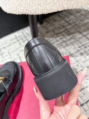 VLTN LOAFER 25S IN MATTE BLACK LEATHER WITH GOLD HARDWARE