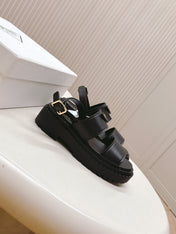 PRADA 25S SANDALS IN BLACK CALFSKIN LOGO