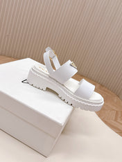 PRADA 25S SANDALS IN WHITE CALFSKIN LOGO