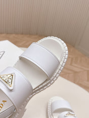 PRADA 25S SANDALS IN WHITE CALFSKIN LOGO