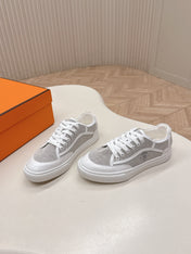 HM 25S SNEAKER LOW SPORTS IN GREY CANVAS MIX WHITE LAMBSKIN
