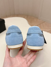PRADA 26S CLASSIC SNEAKERS IN SKY BLUE SUEDE AND NYLON