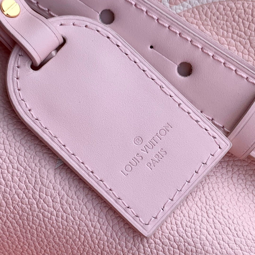ALL IN BB BAG 18 IN QUARTZ PINK AND BEIGE EMBOSSED COWHIDE