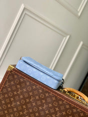 TRIO MESSENGER BAG 25 IN BLUE MONOGRAM COATED CANVAS AND CALFSKIN
